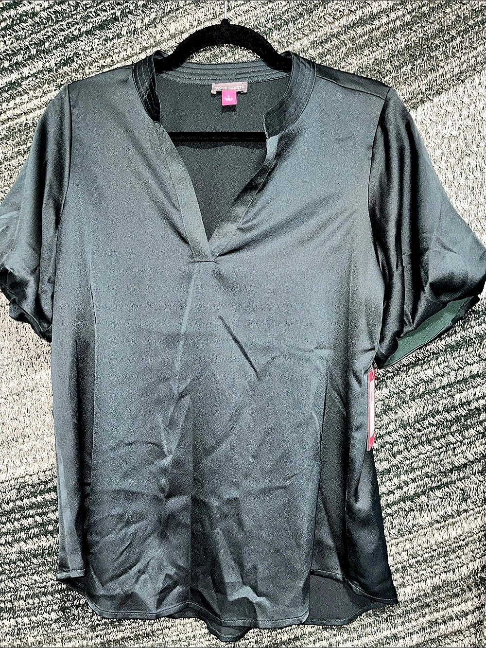 Vince Camuto Urban Jungle Short Sleeve Blouse Gray Small